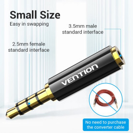 Адаптер Vention Audio 3.5mm M / 2.5mm F Black Metal - BFBB0