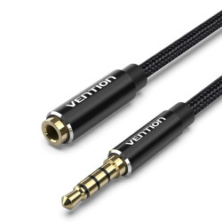 Аудио кабел Vention Cotton Braided TRRS 3.5mm Male to 3.5mm F - 1.5m - Gold plated, Aluminum alloy - BHCBG