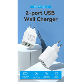 Зарядно Vention Fast Charger 2 x QC3.0 18W White - FBAW0