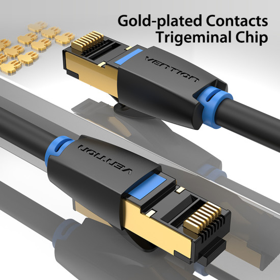 Мрежови кабел Vention LAN SFTP Cat.8 Patch Cable - 1.5M Black 40Gbps - IKABG