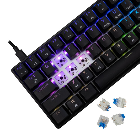 Клавиатура White Shark Gaming Mechanical Keyboard SHINOBI 2 - YUSYA 5P Blue Switches (English US), Black