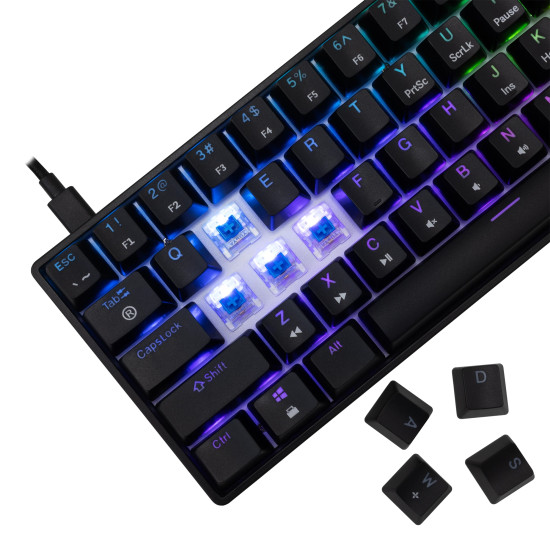 Клавиатура White Shark Gaming Mechanical Keyboard SHINOBI 2 - YUSYA 5P Blue Switches (English US), Black