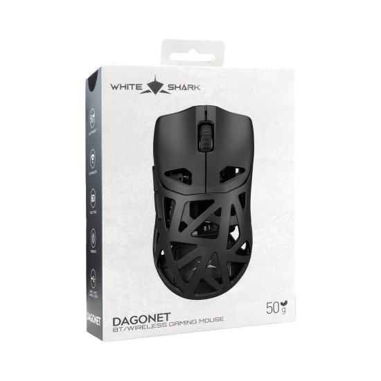 Безжична мишка White Shark Wireless Gaming Mouse DAGONET 2 - 24000dpi, 1000Hz, Bluetooth, Black