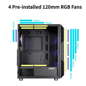 Кутия за компютър Zalman Case ATX - I3 NEO Black - RGB, Mesh