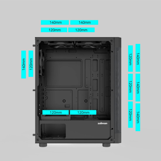 Кутия за компютър Zalman Case ATX - I4 Black - Full Mesh, 6 fans included