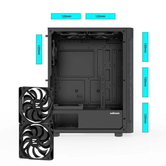 Кутия за компютър Zalman Case ATX - I4 Black - Full Mesh, 6 fans included