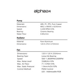 Водно охлаждане Zalman Water Cooling ALPHA 24 WHITE - Addressable RGB - LGA1700/AM5