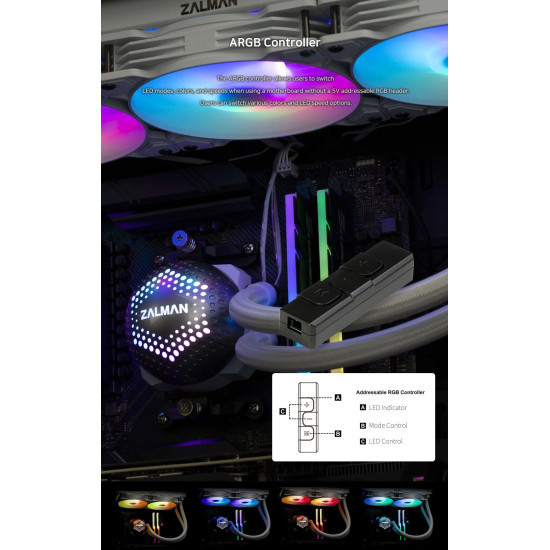 Водно охлаждане Zalman Water Cooling ALPHA 24 WHITE - Addressable RGB - LGA1700/AM5
