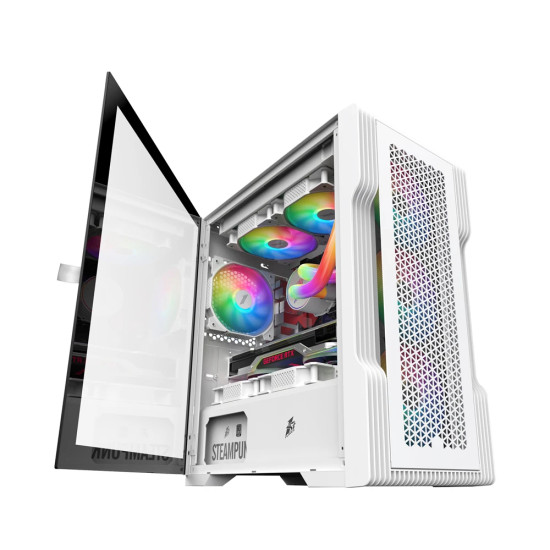 Кутия за компютър 1stPlayer Case mATX - TRILOBITE T3 Mesh White