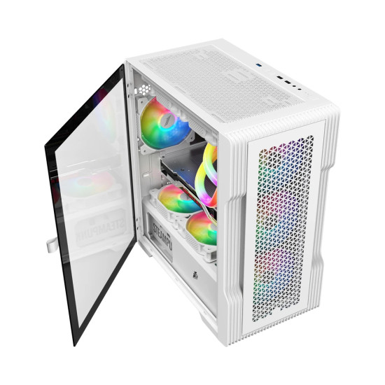 Кутия за компютър 1stPlayer Case mATX - TRILOBITE T3 Mesh White