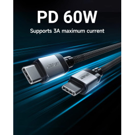 USB кабел Acefast USB-C to USB-C Cable 60W Nylon Braided 1.20m - C9-03 - Black