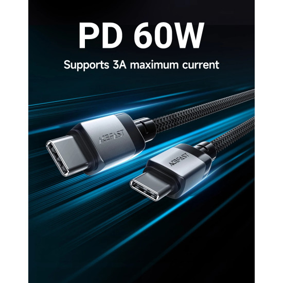 USB кабел Acefast USB-C to USB-C Cable 60W Nylon Braided 1.20m - C9-03 - Black