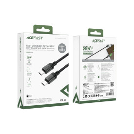 USB кабел Acefast USB-C to USB-C Cable 60W Nylon Braided 1.20m - C9-03 - Black