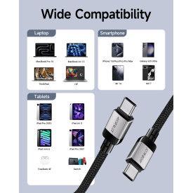 USB кабел Acefast USB-C to USB-C Cable 60W Nylon Braided 1.20m - C9-03 - Black