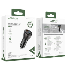 Зарядно за кола Acefast Fast Charger Car PD3.0 63W - B6 - USB-A x 1, USB-C x 1, Black