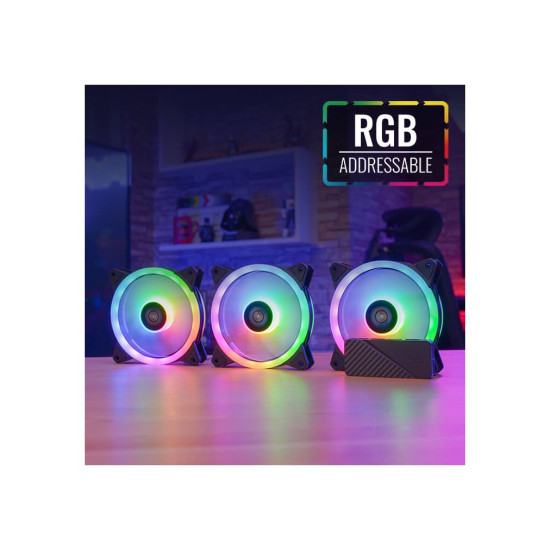 Комплект вентилатори AeroCool Fan Pack 3-in-1 3x120mm - DUO 12 Pro - Addressable RGB with Hub, Remote - ACF3-DU10227.11