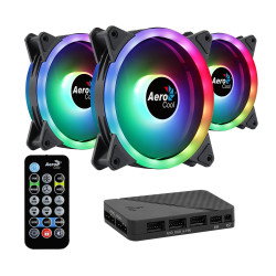Комплект вентилатори AeroCool Fan Pack 3-in-1 3x120mm - DUO 12 Pro - Addressable RGB with Hub, Remote - ACF3-DU10227.11
