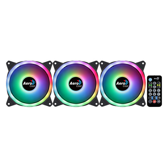 Комплект вентилатори AeroCool Fan Pack 3-in-1 3x120mm - DUO 12 Pro - Addressable RGB with Hub, Remote - ACF3-DU10227.11