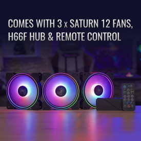 Комплект вентилатори AeroCool Fan Pack 3-in-1 3x120mm - Saturn 12F ARGB Pro - Addressable RGB with Hub, Remote - ACF3-ST10247.01