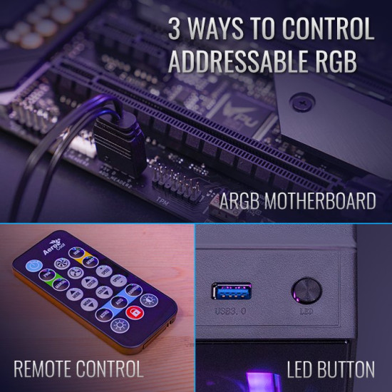 Комплект вентилатори AeroCool Fan Pack 3-in-1 3x120mm - Saturn 12F ARGB Pro - Addressable RGB with Hub, Remote - ACF3-ST10247.01