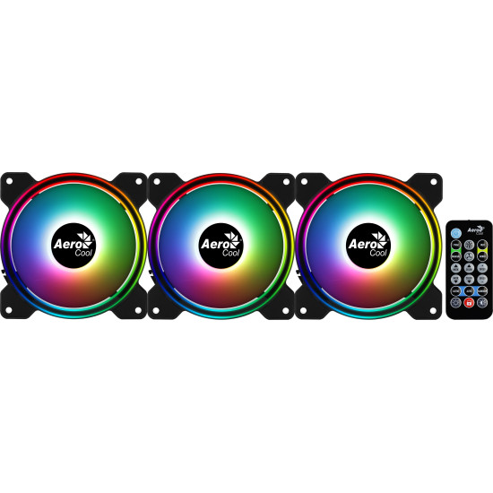 Комплект вентилатори AeroCool Fan Pack 3-in-1 3x120mm - Saturn 12F ARGB Pro - Addressable RGB with Hub, Remote - ACF3-ST10247.01