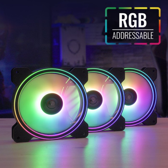 Комплект вентилатори AeroCool Fan Pack 3-in-1 3x120mm - Saturn 12F ARGB Pro - Addressable RGB with Hub, Remote - ACF3-ST10247.01