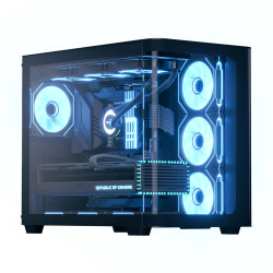 Кутия за компютър AeroCool P500C, Mid-Tower, Dual Chamber, 4 ARGB, ATX, Micro-ATX, Mini-ITX, Black