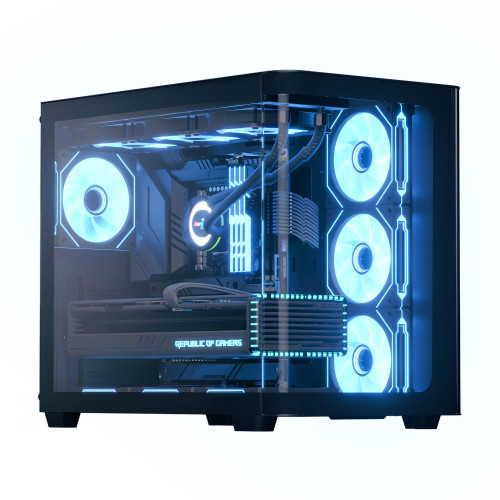 Кутия за компютър AeroCool P500C, Mid-Tower, Dual Chamber, 4 ARGB, ATX, Micro-ATX, Mini-ITX, Black