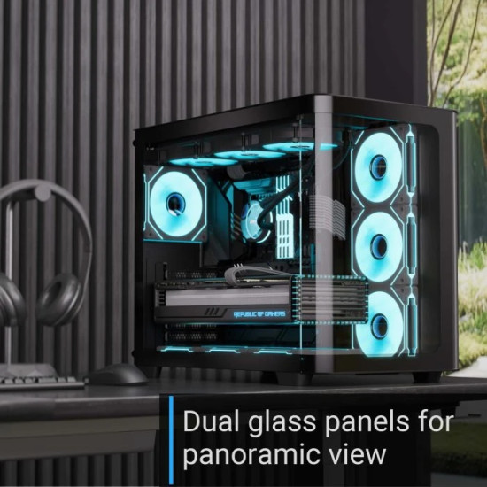 Кутия за компютър AeroCool P500C, Mid-Tower, Dual Chamber, 4 ARGB, ATX, Micro-ATX, Mini-ITX, Black