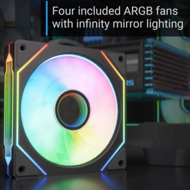 Кутия за компютър AeroCool P500C, Mid-Tower, Dual Chamber, 4 ARGB, ATX, Micro-ATX, Mini-ITX, Black