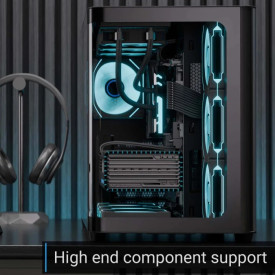 Кутия за компютър AeroCool P500C, Mid-Tower, Dual Chamber, 4 ARGB, ATX, Micro-ATX, Mini-ITX, Black