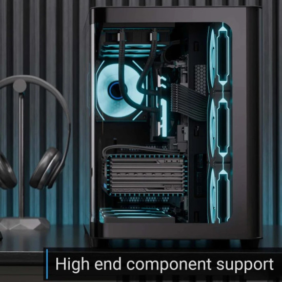 Кутия за компютър AeroCool P500C, Mid-Tower, Dual Chamber, 4 ARGB, ATX, Micro-ATX, Mini-ITX, Black