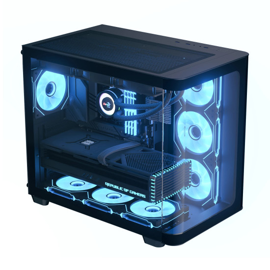 Кутия за компютър AeroCool P500C, Mid-Tower, Dual Chamber, 4 ARGB, ATX, Micro-ATX, Mini-ITX, Black