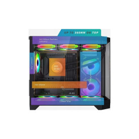 Кутия за компютър Aigo MATX FT418, 6 x 120 mm ARGB fans, Transparent side panel, Black