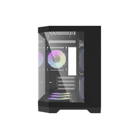 Кутия за компютър Aigo MATX FT418, 6 x 120 mm ARGB fans, Transparent side panel, Black