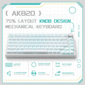 Клавиатура Ajazz Gaming Mechanical Keyboard AK820 - Blue Switches [Tactile] (English US), White, Blue Light