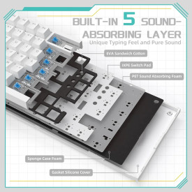 Клавиатура Ajazz Gaming Mechanical Keyboard AK820 - Blue Switches [Tactile] (English US), White, Blue Light