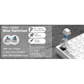 Клавиатура Ajazz Gaming Mechanical Keyboard AK820 - Blue Switches [Tactile] (English US), White, Blue Light