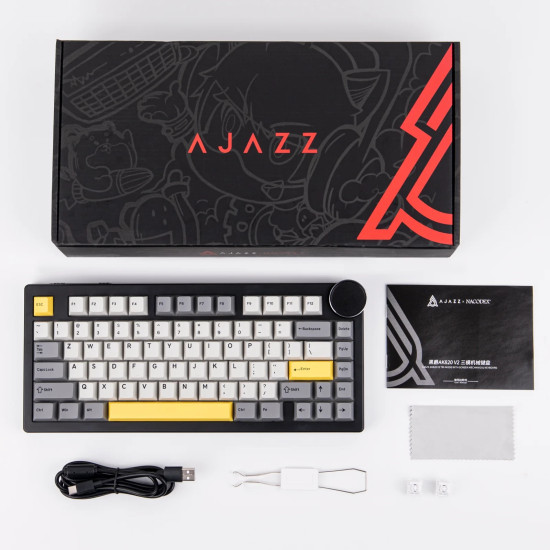Клавиатура Ajazz Gaming Mechanical Keyboard AK820 V2 - Arctic Isle Magnetic Switch [Linear] (English US), Black, Gray, Yellow