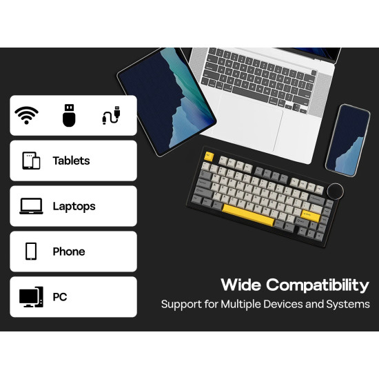Клавиатура Ajazz Gaming Mechanical Keyboard AK820 V2 - Arctic Isle Magnetic Switch [Linear] (English US), Black, Gray, Yellow
