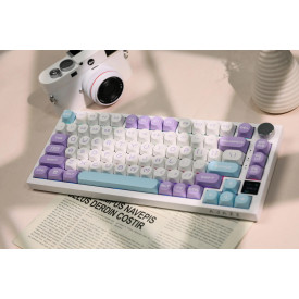 Безжична клавиатура Ajazz Wireless Gaming Mechanical Keyboard AK820 PRO - Flying Fish [Linear] (English US), Purple