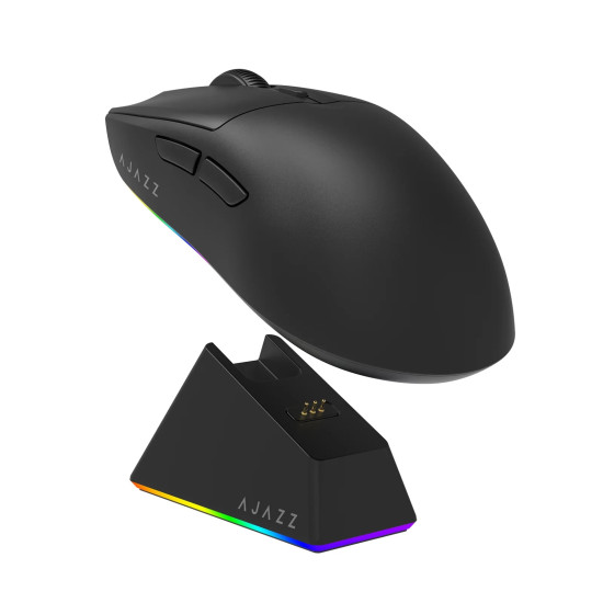 Безжична мишка Ajazz AJ139 V2 MC - Wireless Gaming Mouse - 1K, Magnetic Charging Dock, Black