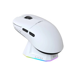 Безжична мишка Ajazz AJ159 PRO - Wireless Gaming Mouse - 8K, Magnetic Charging Dock, White