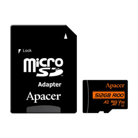 Карта памет Apacer microSDXC 64GB UHS-I U3 V30 A2, Adapter - AP64GMCSX10U8-R