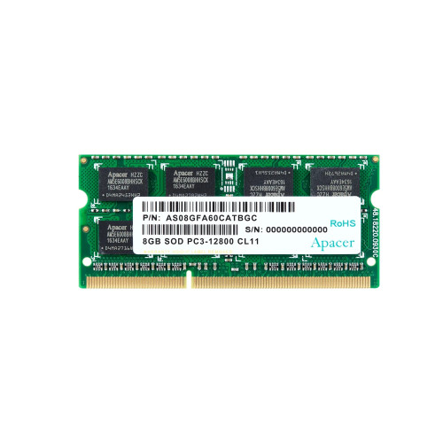 RAM памет Apacer 8GB DDR3 SODIMM 512x8 1600MHz - AS08GFA60CATBGC