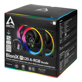 Комплект вентилатори Arctic Fan SET 3x120mm - BioniX P120 A-RGB Bundle with controller/remote