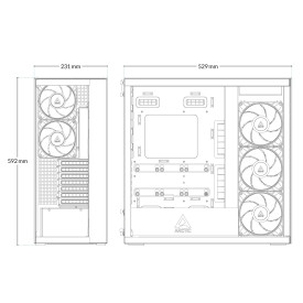 Кутия за компютър ARCTIC Xtender VG, E-ATX, Mid-Tower, Dual Chamber, 5 ARGB, White