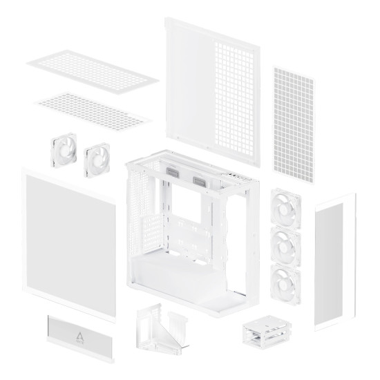 Кутия за компютър ARCTIC Xtender VG, E-ATX, Mid-Tower, Dual Chamber, 5 ARGB, White