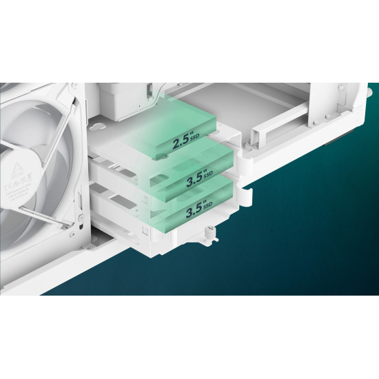 Кутия за компютър ARCTIC Xtender VG, E-ATX, Mid-Tower, Dual Chamber, 5 ARGB, White