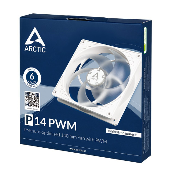 Вентилатор Arctic Fan 140mm P14 PWM (White/Transparent) - 200-1700rpm